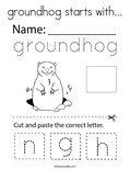 groundhog starts with... Coloring Page