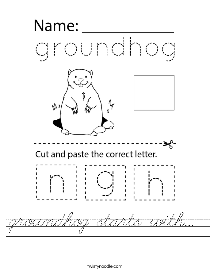 groundhog starts with... Worksheet