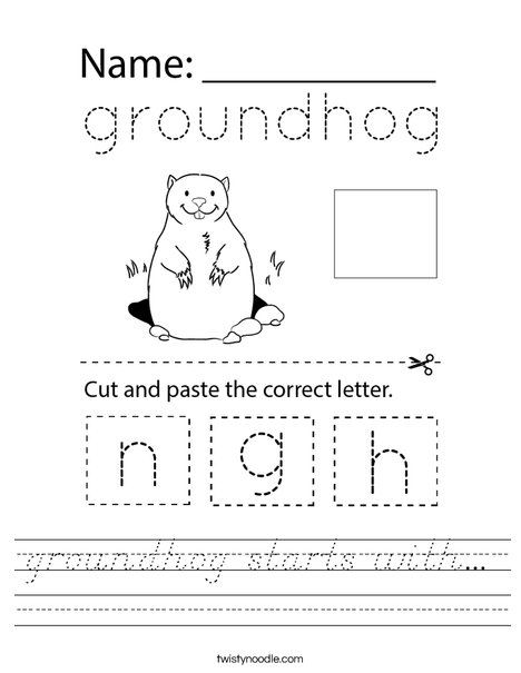 groundhog starts with... Worksheet