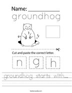 groundhog starts with Handwriting Sheet