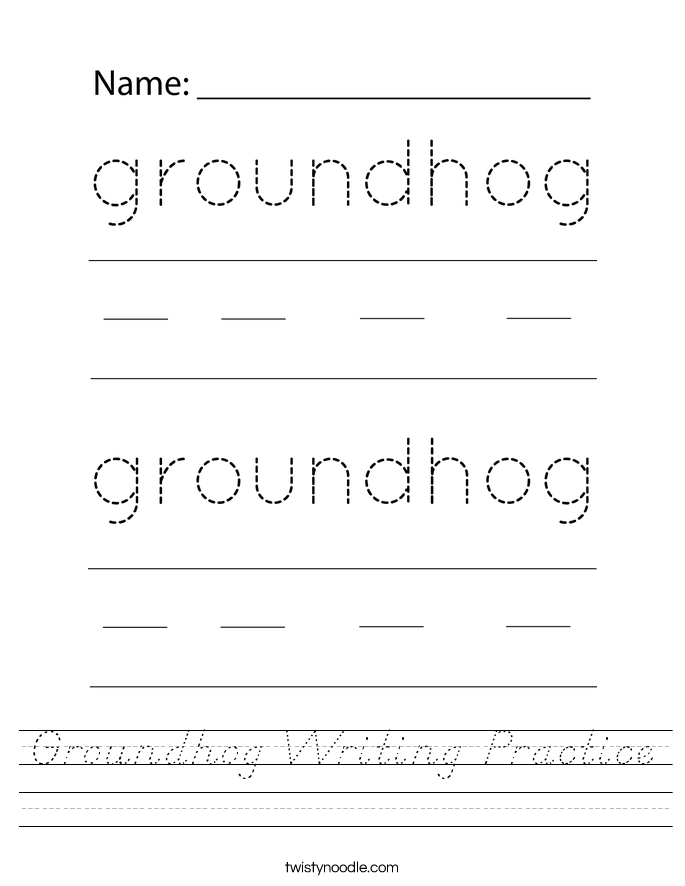 Groundhog Writing Practice Worksheet