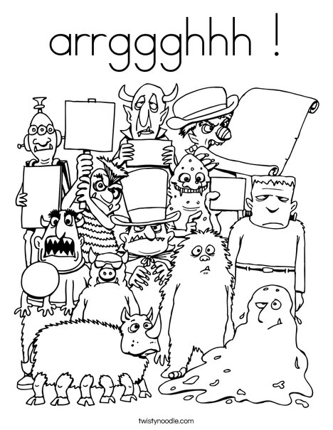 Group of Monsters Coloring Page