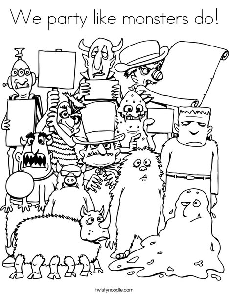 Group of Monsters Coloring Page