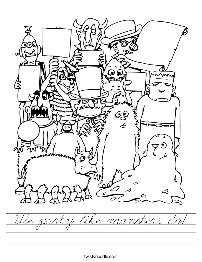 We party like monsters do! Worksheet