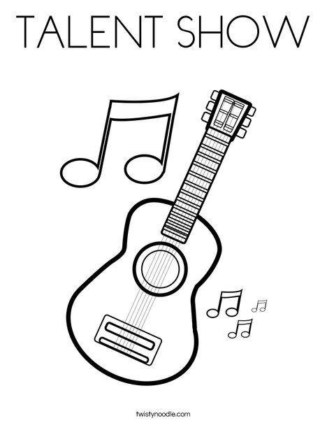 Guitar with Music Notes Coloring Page