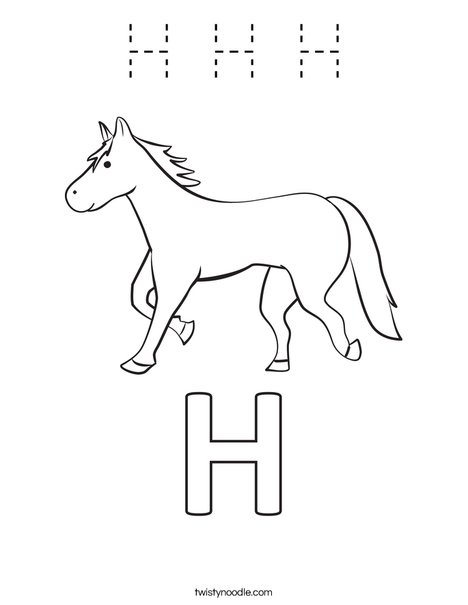 H Horse Coloring Page