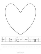 H is for Heart Handwriting Sheet