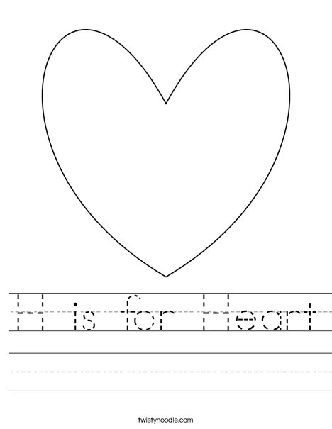 H is for Heart Worksheet