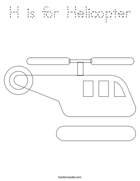 H is for Helicopter Coloring Page