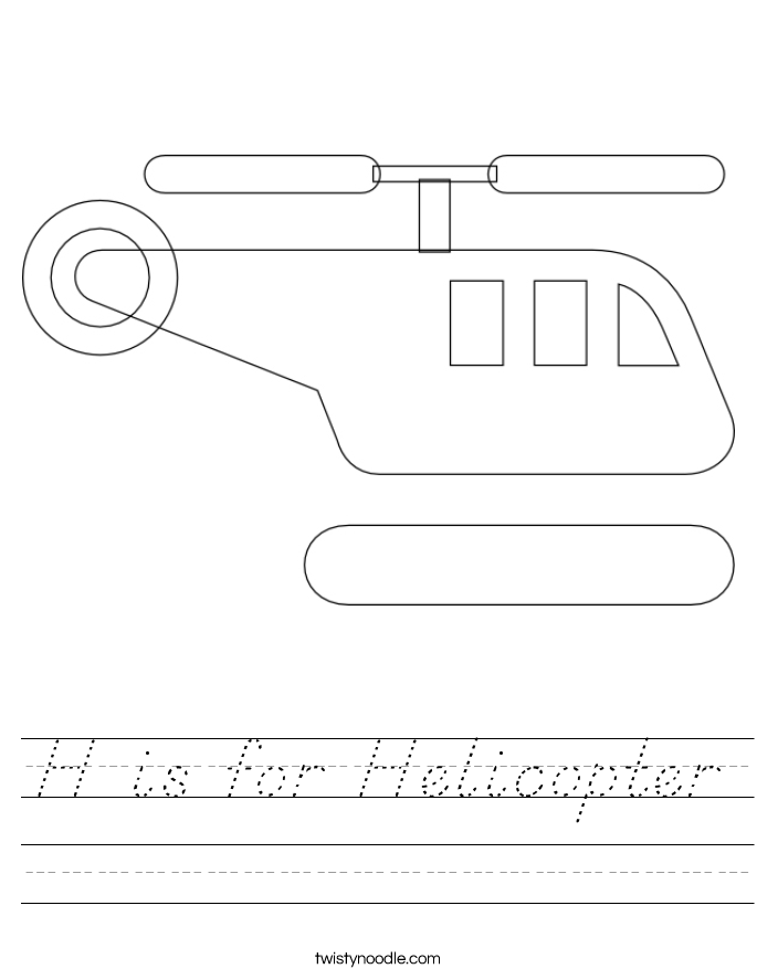 H is for Helicopter Worksheet