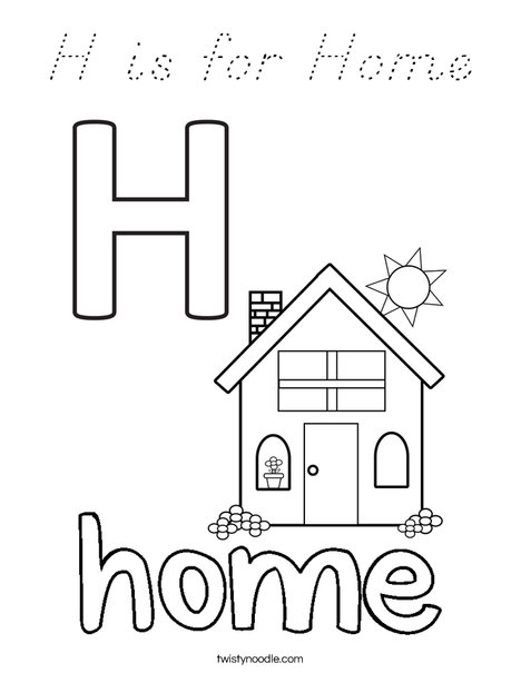 H is for Home Coloring Page