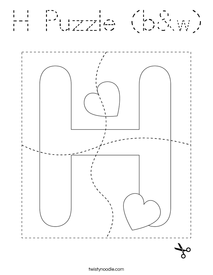 H Puzzle (b&w) Coloring Page
