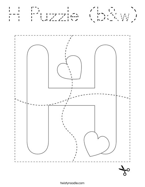 H Puzzle (b&w) Coloring Page