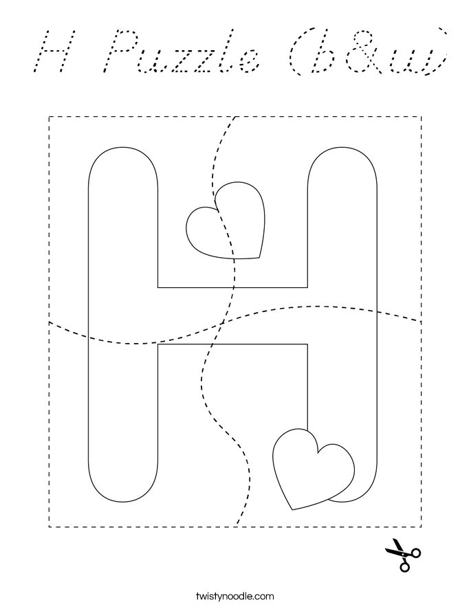 H Puzzle (b&w) Coloring Page