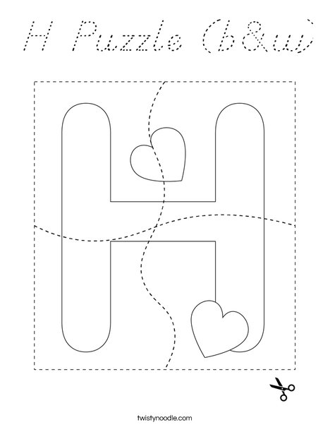 H Puzzle (b&w) Coloring Page
