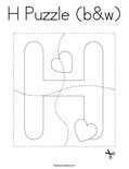 H Puzzle (b&w) Coloring Page