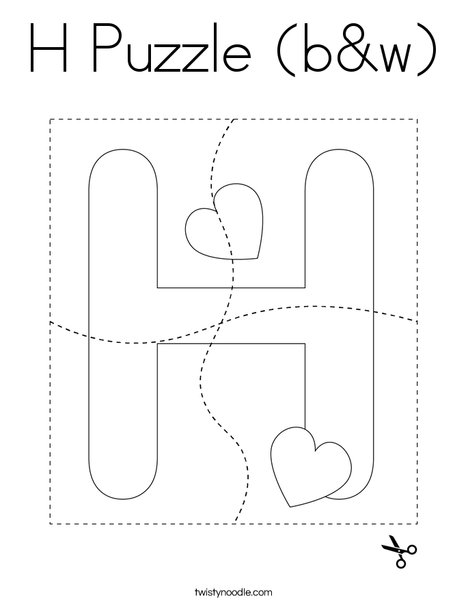 H Puzzle (b&w) Coloring Page