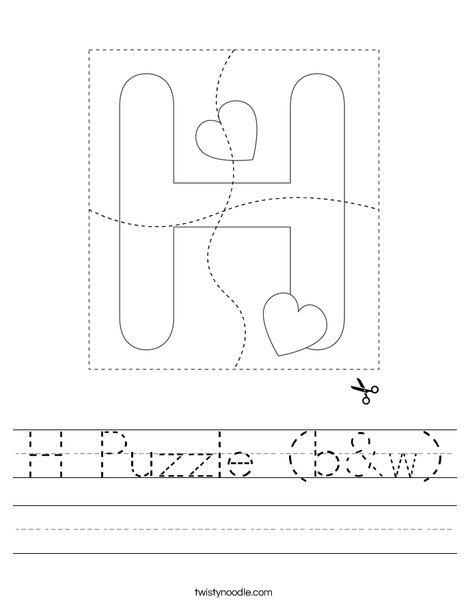 H Puzzle (b&w) Worksheet
