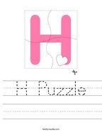 H Puzzle Handwriting Sheet