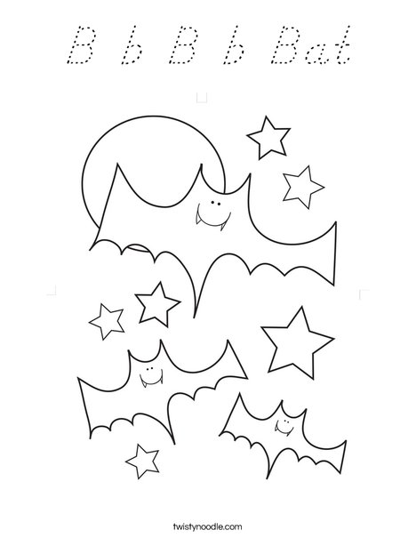 Halloween Bats and Stars Coloring Page