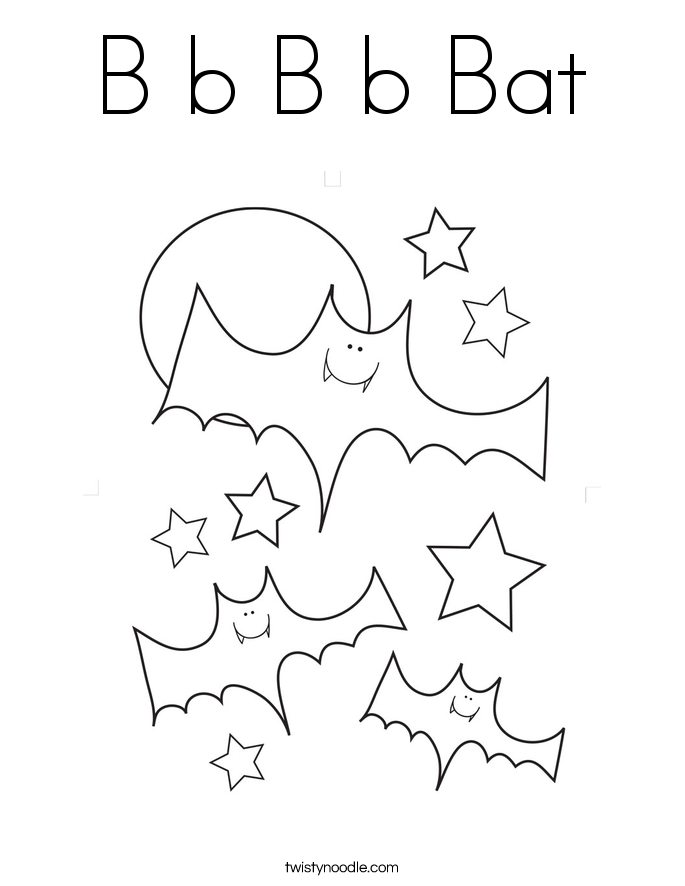 B b B b Bat Coloring Page