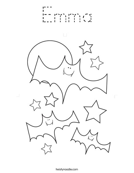 Halloween Bats and Stars Coloring Page