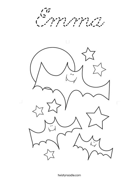 Halloween Bats and Stars Coloring Page