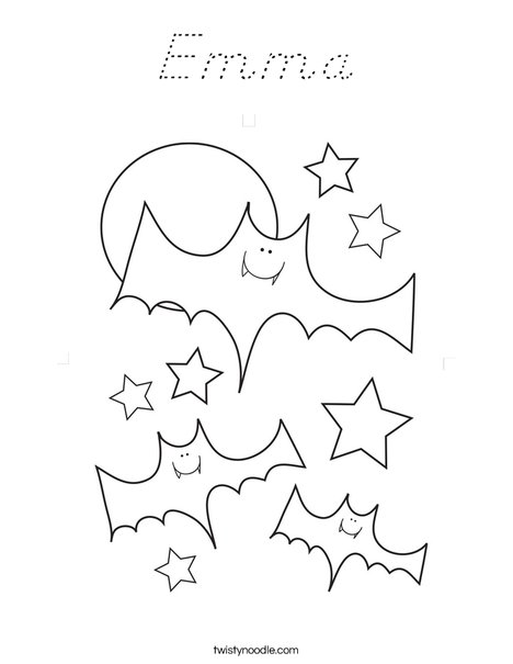 Halloween Bats and Stars Coloring Page