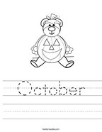 October Handwriting Sheet