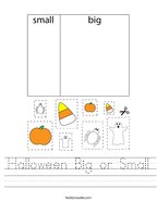 Halloween Big or Small Handwriting Sheet