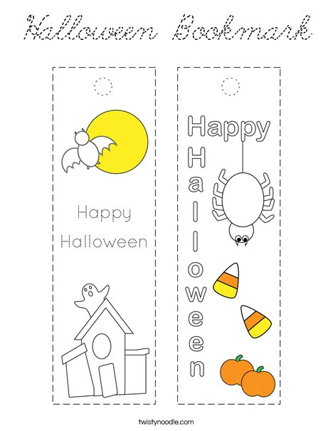 Halloween Bookmark Coloring Page