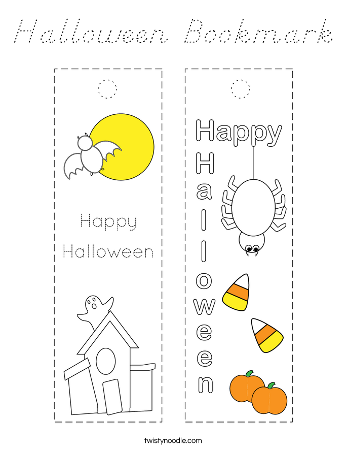 Halloween Bookmark Coloring Page