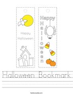 Halloween Bookmark Handwriting Sheet