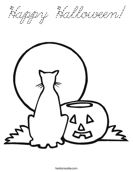 Halloween Cat Coloring Page