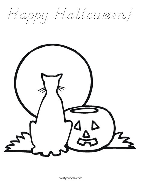 Halloween Cat Coloring Page