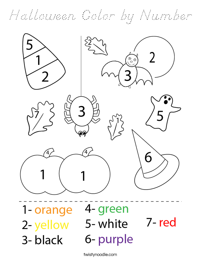 Halloween Color by Number Coloring Page