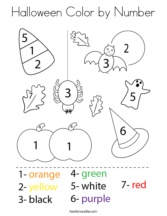Halloween Color by Number Coloring Page - Twisty Noodle