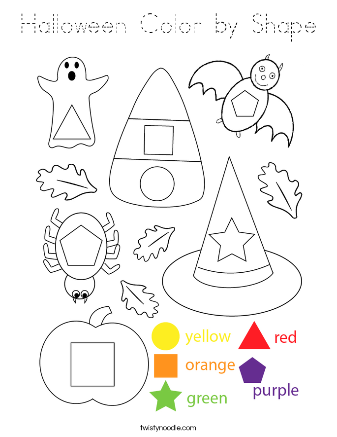 Halloween Color by Shape Coloring Page