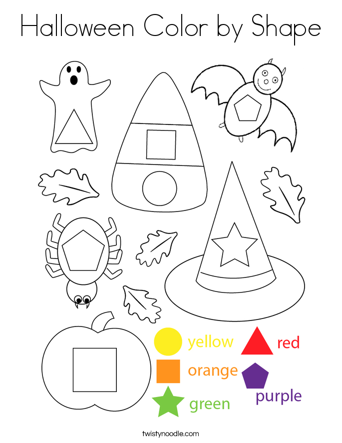 Halloween Color by Shape Coloring Page