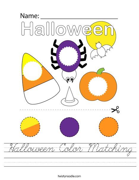 Halloween Color Matching Worksheet