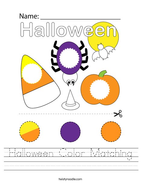 Halloween Color Matching Worksheet