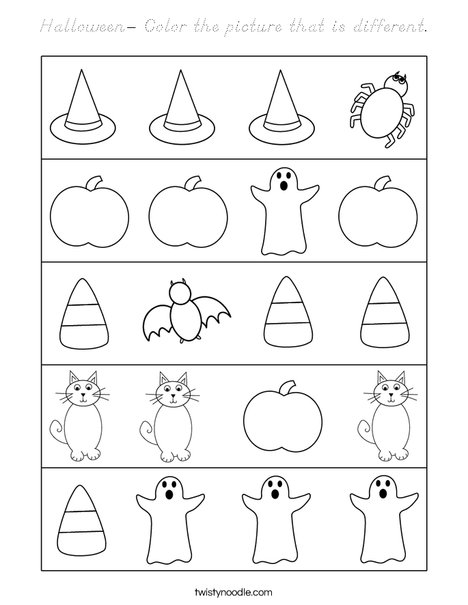 Halloween- Color the picture that is different. Coloring Page