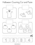 Halloween Counting Cut and Paste Coloring Page