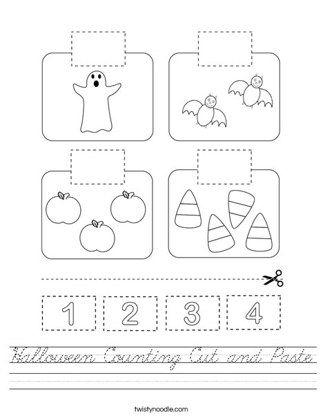 Halloween Counting Cut and Paste Worksheet