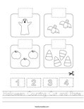 Halloween Counting Cut and Paste Worksheet