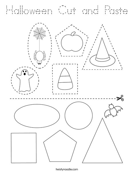 Halloween Cut and Paste Coloring Page