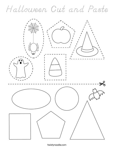 Halloween Cut and Paste Coloring Page