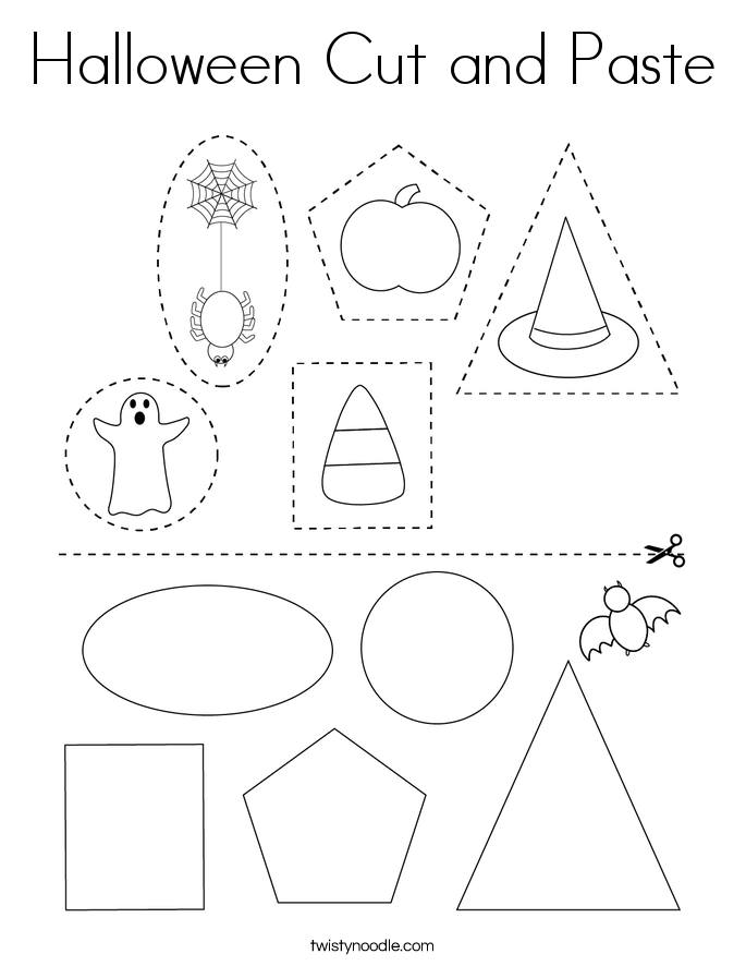Halloween Cut and Paste Coloring Page - Twisty Noodle