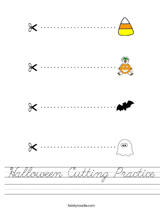 Halloween Cutting Practice Worksheet