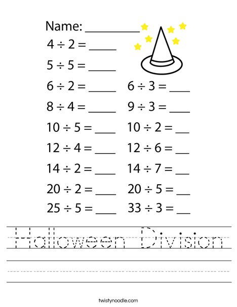 halloween division worksheet twisty noodle
